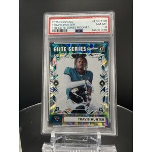 2025 PANINI DONRUSS THE ELITE SER ROOKIES #ESR-THR TRAVIS HUNTER PSA 8